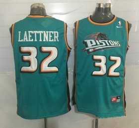 Wholesale Cheap Men\'s Detroit Pistons #32 Christian Laettner Teal Green Hardwood Classics Soul Swingman Throwback Jersey