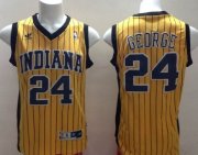 Wholesale Cheap Indiana Pacers #24 Paul George Yellow With Pinstripe Swingman Throwback Jersey