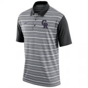 Wholesale Cheap Men's Colorado Rockies Nike Gray Dri-FIT Stripe Polo