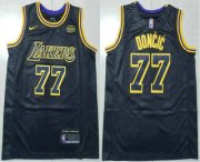 Cheap Men's Los Angeles Lakers #77 Luka Doncic Black Stitched Jersey