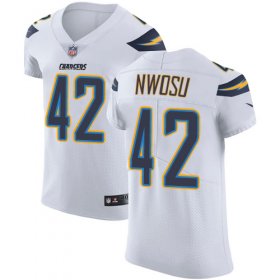 Wholesale Cheap Nike Chargers #42 Uchenna Nwosu White Men\'s Stitched NFL Vapor Untouchable Elite Jersey