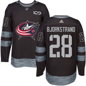 Wholesale Cheap Adidas Blue Jackets #28 Oliver Bjorkstrand Black 1917-2017 100th Anniversary Stitched NHL Jersey