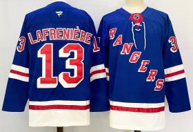 Cheap Men\'s New York Rangers #13 Alexis Lafreniere Royal 2024-25 Home With A Patch Stitched Hockey Jersey