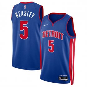 Men\'s Detroit Pistons #5 Malik Beasley Blue 2024 Icon Edition Stitched Jersey