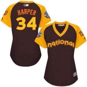 Wholesale Cheap Nationals #34 Bryce Harper Brown 2016 All-Star National League Women\'s Stitched MLB Jersey