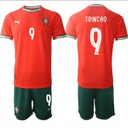 Cheap Men's Portugal Team #9 Trincao 2025 Red Home Soccer Jersey Suit