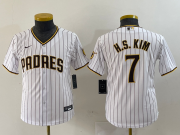 Wholesale Cheap Youth San Diego Padres #7 Ha Seong Kim White Stitched Cool Base Nike Jersey