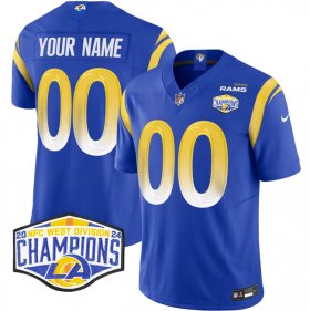 Cheap Men\'s Los Angeles Rams Active Player Custom Blue 2024 NFC West Champions F.U.S.E. Vapor Untouchable Stitched Football Jersey