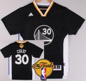 Wholesale Cheap Men\'s Golden State Warriors #30 Stephen Curry Black Short-Sleeved 2017 The NBA Finals Patch Jersey