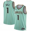 Cheap Men's Charlotte Hornets #1 LaMelo Ball Mint 2024-25 City Edition Stitched Basketball Jersey