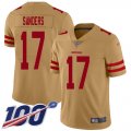 Wholesale Cheap Nike 49ers #17 Emmanuel Sanders Gold Youth Stitched NFL Limited Inverted Legend 100th Season Jersey