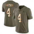 Wholesale Cheap Nike Texans #4 Deshaun Watson Olive/Gold Youth Stitched NFL Limited 2017 Salute to Service Jersey