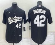 Wholesale Cheap Men's Los Angeles Dodgers #42 Jackie Robinson Number Black Turn Back The Clock Stitched Cool Base Jersey