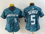 Wholesale Cheap Women's Texas Rangers #5 Corey Seager Number Teal 2023 All Star Stitched Baseball Jersey