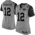 Wholesale Cheap Nike Jets #12 Joe Namath Gray Women's Stitched NFL Limited Gridiron Gray Jersey