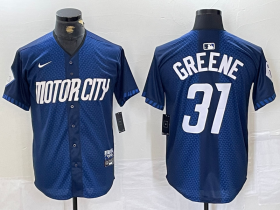 Cheap Men\'s Detroit Tigers #31 Riley Greene 2024 Navy City Connect Cool Base Limited Stitched Jersey