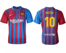 Wholesale Cheap Men 2021-2022 Club Barcelona home aaa version red 10 Nike Soccer Jerseys