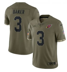 Wholesale Cheap Men\'s Arizona Cardinals #3 Budda Baker 2022 Olive Salute To Service Limited Stitched Jersey