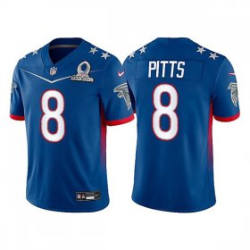 Wholesale Cheap Men\'s Atlanta Falcons #8 Kyle Pitts 2022 Royal NFC Pro Bowl Stitched Jersey