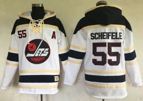 Wholesale Cheap Jets #55 Mark Scheifele White Sawyer Hooded Sweatshirt Stitched NHL Jersey