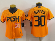 Wholesale Cheap Women's Pittsburgh Pirates #30 Paul Skenes Yellow 2023 City Connect Stitched Jerseys