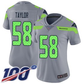 Wholesale Cheap Nike Seahawks #58 Darrell Taylor Gray Women\'s Stitched NFL Limited Inverted Legend 100th Season Jersey