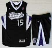 Wholesale Cheap Sacramento Kings #15 DeMarcus Cousins Black Revolution 30 Swingman Suits