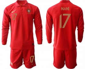 Wholesale Cheap Men 2021 European Cup Portugal home red Long sleeve 17 Soccer Jersey1