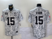 Men's Green Bay Packers #15 Bart Starr Arctic Camo 2024 FUSE Salute to Service Limited Stitched Jersey