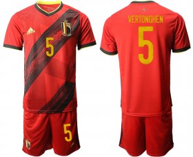 Wholesale Cheap Men 2021 European Cup Belgium home red 5 Soccer Jersey