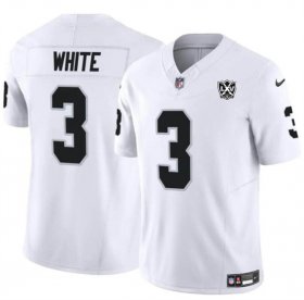 Cheap Men\'s Las Vegas Raiders #3 Zamir White White 2024 F.U.S.E 65th Anniversary Patch Vapor Stitched Football Jersey