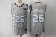 Wholesale Cheap Nike 76ers #25 Ben Simmons Gray 2018-19 City Edition Swingman Jersey