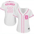 Wholesale Cheap Tigers #35 Justin Verlander White/Pink Fashion Women's Stitched MLB Jersey