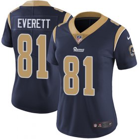 Wholesale Cheap Nike Rams #81 Gerald Everett Navy Blue Team Color Women\'s Stitched NFL Vapor Untouchable Limited Jersey