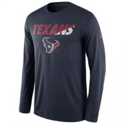 Wholesale Cheap Men's Houston Texans Nike Navy Legend Staff Practice Long Sleeves Performance T-Shirt