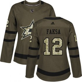 Cheap Adidas Stars #12 Radek Faksa Green Salute to Service Women\'s Stitched NHL Jersey