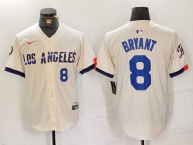 Cheap Men\'s Los Angeles Dodgers #8 Kobe Bryant Number Cream 2024 City Connect Limited Stitched Jersey