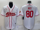 Wholesale Cheap Men's San Francisco 49ers #80 Jerry Rice White With Patch Cool Base Stitched Baseball Jersey