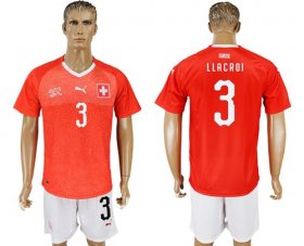 Wholesale Cheap Switzerland #3 Llacroi Red Home Soccer Country Jersey