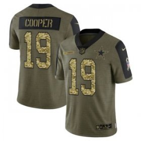 Wholesale Cheap Men\'s Olive Dallas Cowboys #19 Amari Cooper 2021 Camo Salute To Service Limited Stitched Jersey