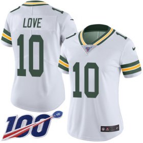 Wholesale Cheap Nike Packers #10 Jordan Love White Women\'s Stitched NFL 100th Season Vapor Untouchable Limited Jersey