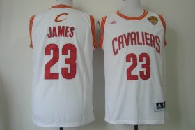 Wholesale Cheap Men\'s Cleveland Cavaliers #23 LeBron James 2017 The NBA Finals Patch White Swingman Jersey