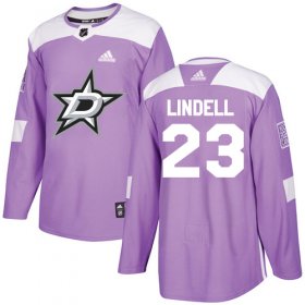 Wholesale Cheap Adidas Stars #23 Esa Lindell Purple Authentic Fights Cancer Stitched NHL Jersey