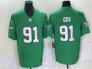 Wholesale Cheap Men's Philadelphia Eagles #91 Fletcher Cox Green 2023 FUSE Vapor Limited Throwback Stitched Jersey