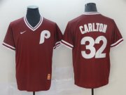 Wholesale Cheap Men Philadelphia Phillies 32 Carlton Red Game Throwback Nike 2022 MLB Jersey