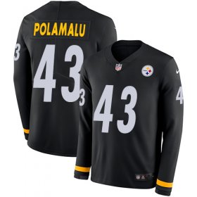 Wholesale Cheap Nike Steelers #43 Troy Polamalu Black Team Color Men\'s Stitched NFL Limited Therma Long Sleeve Jersey