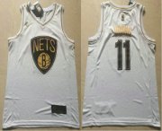 Wholesale Cheap Men's Brooklyn Nets #11 Kyrie Irving White Golden Nike Swingman Stitched NBA Jersey