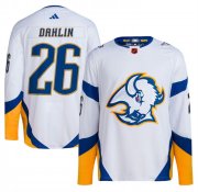 Cheap Men's Buffalo Sabres #26 Rasmus Dahlin White 2022-23 Reverse Retro Stitched Jersey