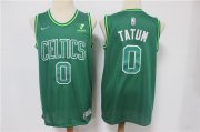 Wholesale Cheap Men's Boston Celtics #0 Jayson Tatum Green Nike Swingman 2021 Earned Edition Stitched Jersey With Sponsor Logo