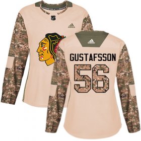 Wholesale Cheap Adidas Blackhawks #56 Erik Gustafsson Camo Authentic 2017 Veterans Day Women\'s Stitched NHL Jersey